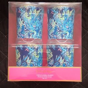 Lilly Pulitzer Acrylic Lo-Ball Glasses. New in box set of four.